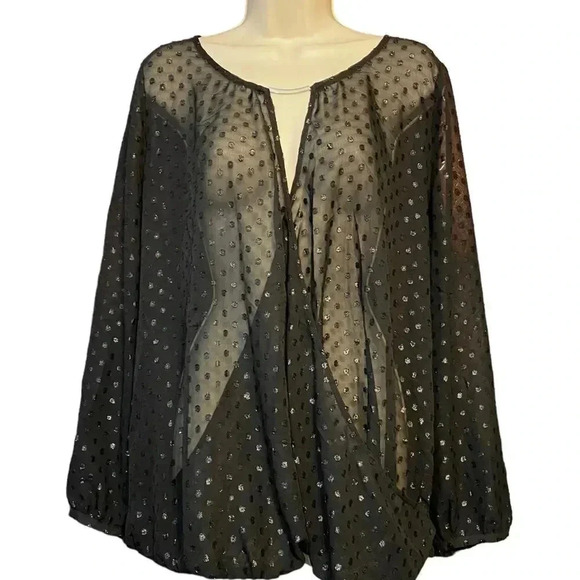 Lane Bryant New Sheer Shimmer Faux Wrap Blouse Polka Dot Cocktail Party Top - Picture 5 of 9